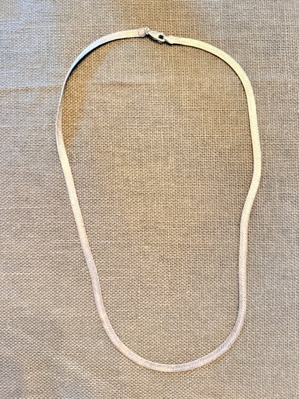 Vintage 80s Italian 925 Sterling Silver Flat Herringbone Necklace 18.6g